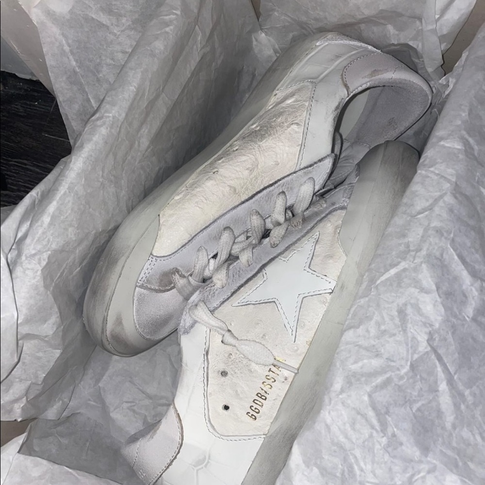GOLDEN GOOSE SUPERSTAR SNEAKERS WITH OSTRICH LEATHER SIZE 7